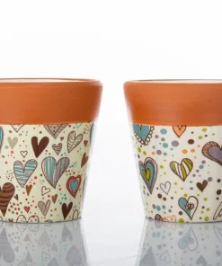 12 vasetti porta piantine assortiti cuoricini in porcellana multicolore