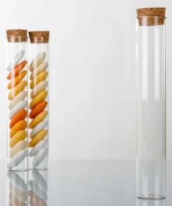 24 Provette in Vetro 15 cm con Tappo in Sughero Base Cilindrica porta confetti