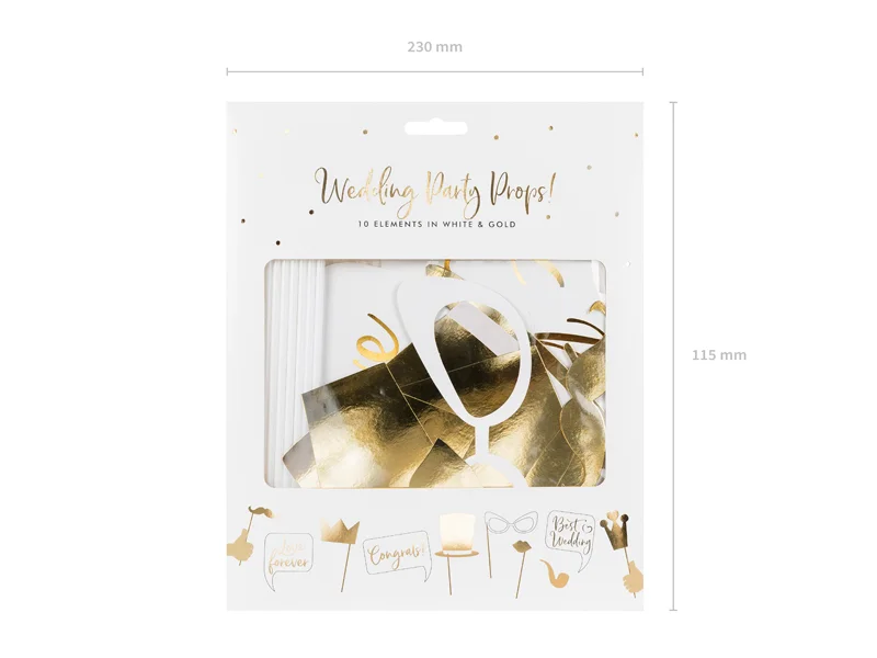 Kit accessori photobooth gold oro matrimonio party festa a tema - immagine 3