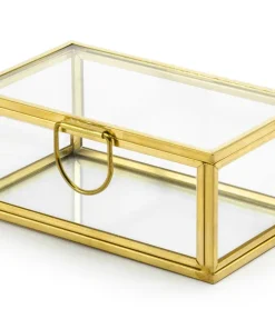 Alternative view of Scatolina Portafedi in vetro con bordi in oro elegante accessorio matrimonio