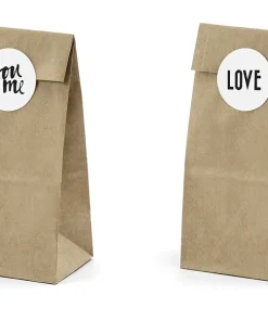 6 Sacchetti Kraft Mix Di Carta Porta Confetti Con Adesivo (TNS4-031)