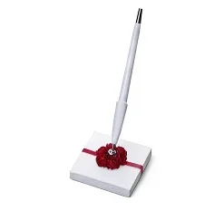 Portapenna Completo Di Penna Con Roselline Rosse